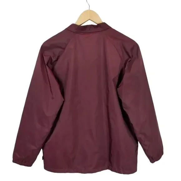 Vans Off The Wall Unisex Kids Youth Burgundy Snap Front Windbreaker Size XL
